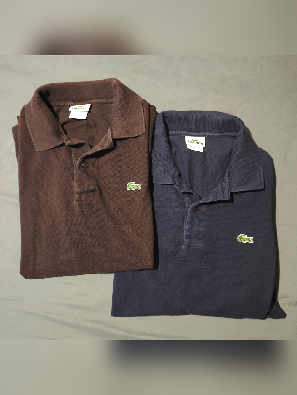 Lot of 2 Lacoste Men's Short Sleeve Polo Shirt Dark Blue / Brown Size 6